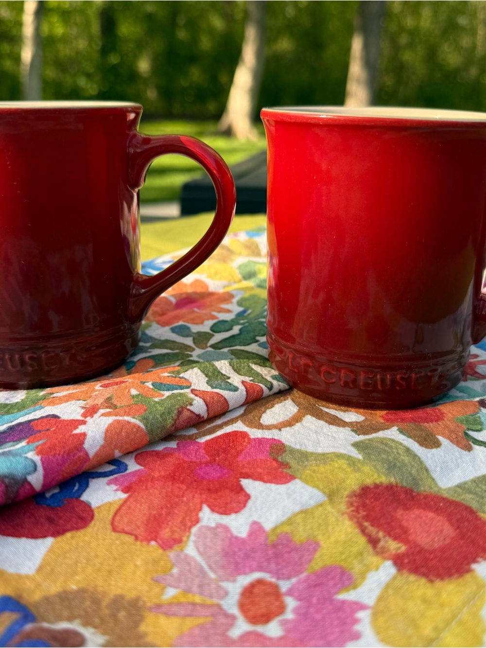Le Creuset Cerise Red set of 2 Stoneware Mugs
